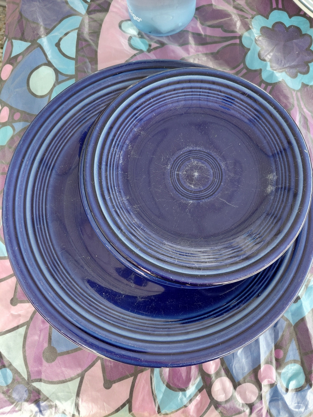 Fiesta Blue Ceramic  2 Dinner  and 3 Salad Plates - Classic